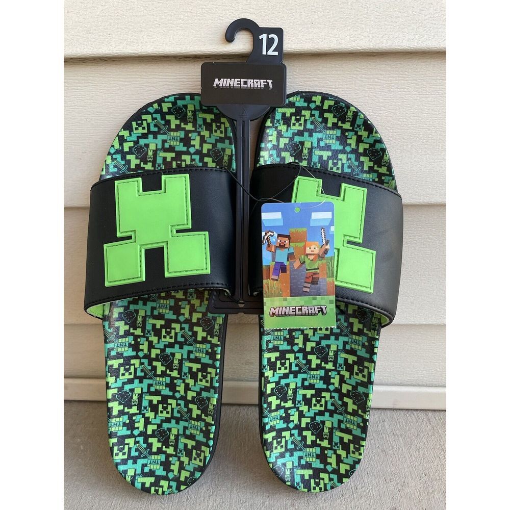 Minecraft Mens Slides Sandals Shoes Size 12 NWT